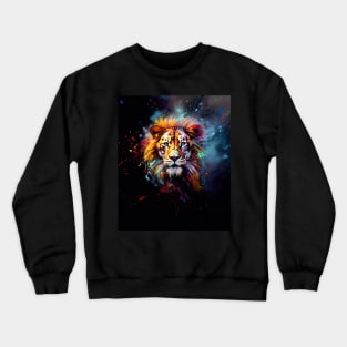 Lion with Colourful Paint Splatters Crewneck Sweatshirt